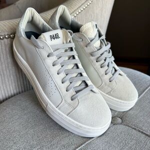 P448 Thea Sneaker in Coyote-White w/silver accents